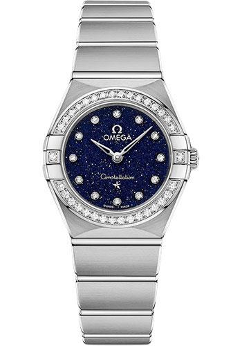 Omega Constellation Quartz - 25 mm Steel Case - Diamond Bezel - Blue Glass Diamond Dial - 131.15.25.60.53.001 - Luxury Time NYC
