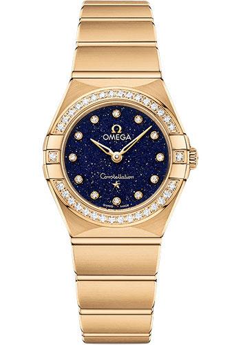 Omega Constellation Quartz - 25 mm Yellow Gold Case - Diamond Bezel - Blue Glass Diamond Dial - 131.55.25.60.53.001 - Luxury Time NYC