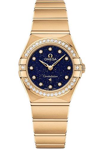 Omega Constellation Quartz - 25 mm Yellow Gold Case - Diamond Bezel - Blue Glass Diamond Dial - 131.55.25.60.53.001 - Luxury Time NYC