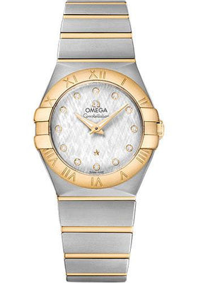 Omega Constellation Quartz - 27 mm Steel And Yellow Gold Case - Silver Diamond Dial - 123.20.27.60.52.001 - Luxury Time NYC