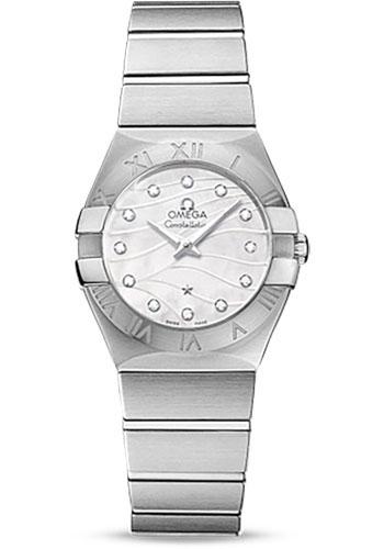 Omega Constellation Quartz 27 mm Watch - 27.0 mm Steel Case - Mother-Of-Pearl Diamond Dial - 123.10.27.60.55.003 - Luxury Time NYC