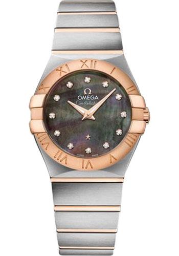Omega Constellation Quartz Tahiti Watch - 27 mm Steel And Red Gold Case - Tahiti Mother-Of-Pearl Diamond Dial - 123.20.27.60.57.006 - Luxury Time NYC