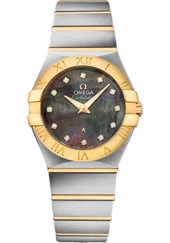 Omega Constellation Quartz Tahiti Watch - 27 mm Steel And Yellow Gold Case - Tahiti Mother-Of-Pearl Diamond Dial - 123.20.27.60.57.007 - Luxury Time NYC
