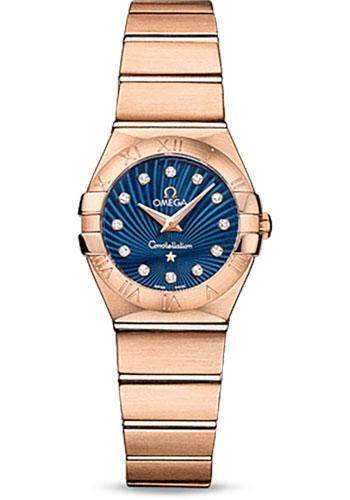 Omega Constellation Quartz Watch - 24 mm Brushed Red Gold Case - Blue Supernova Diamond Dial - 123.50.24.60.53.001 - Luxury Time NYC