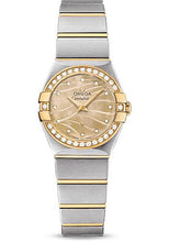 Load image into Gallery viewer, Omega Constellation Quartz Watch - 24 mm Steel And Yellow Gold Case - Diamond-Set Yellow Gold Bezel - Champagne Mother-Of-Pearl Diamond Dial - Steel Bracelet - 123.25.24.60.57.001 - Luxury Time NYC