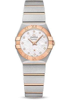 Omega Constellation Quartz Watch - 24 mm Steel Case - 18K Red Gold Bezel - Mother-Of-Pearl Diamond Dial - 123.20.24.60.55.007 - Luxury Time NYC