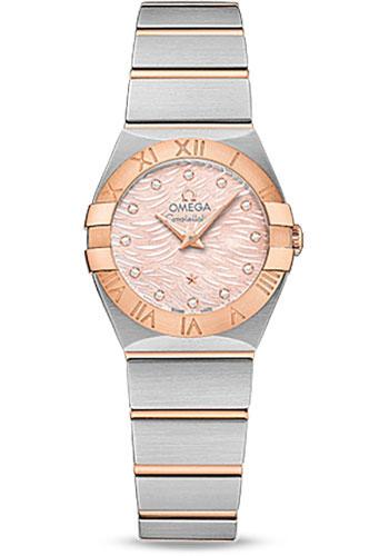 Omega Constellation Quartz Watch - 24 mm Steel Case - 18K Red Gold Bezel - Pink Mother-Of-Pearl` Diamond Dial - 123.20.24.60.57.003 - Luxury Time NYC