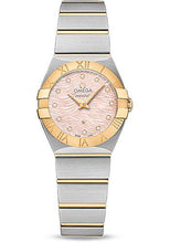 Load image into Gallery viewer, Omega Constellation Quartz Watch - 24 mm Steel Case - 18K Yellow Gold Bezel - Pink Mother-Of-Pearl Diamond Dial - 123.20.24.60.57.004 - Luxury Time NYC