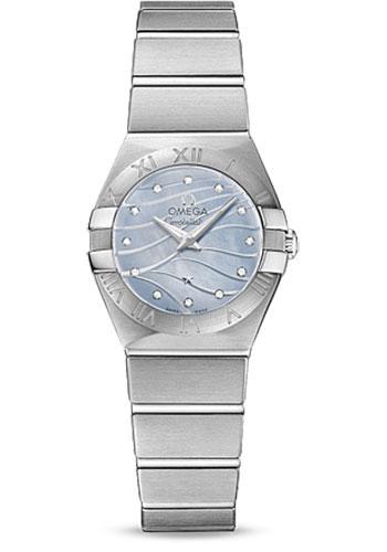 Omega Constellation Quartz Watch - 24 mm Steel Case - Blue Mother-Of-Pearl Diamond Dial - 123.10.24.60.57.001 - Luxury Time NYC