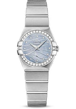 Load image into Gallery viewer, Omega Constellation Quartz Watch - 24 mm Steel Case - Diamond-Set Steel Bezel - Blue Mother-Of-Pearl Diamond Dial - 123.15.24.60.57.001 - Luxury Time NYC