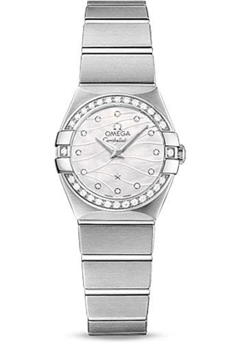 Omega Constellation Quartz Watch - 24 mm Steel Case - Diamond-Set Steel Bezel - Mother-Of-Pearl Diamond Dial - 123.15.24.60.55.006 - Luxury Time NYC