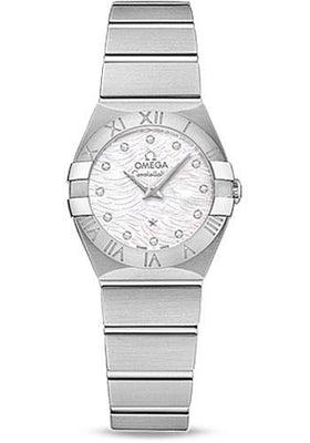 Omega Constellation Quartz Watch - 24 mm Steel Case - Mother-Of-Pearl Diamond Dial - 123.10.24.60.55.004 - Luxury Time NYC