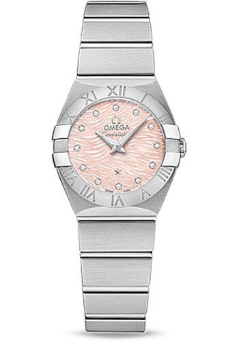Omega Constellation Quartz Watch - 24 mm Steel Case - Pink Mother-Of-Pearl Diamond Dial - 123.10.24.60.57.002 - Luxury Time NYC