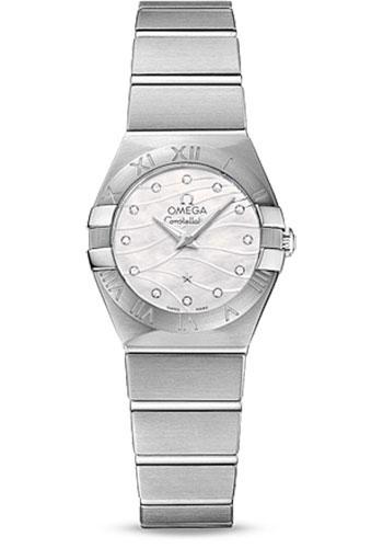 Omega Constellation Quartz Watch - 24 mm Steel Case - White Mother-Of-Pear Diamond Dial - 123.10.24.60.55.003 - Luxury Time NYC