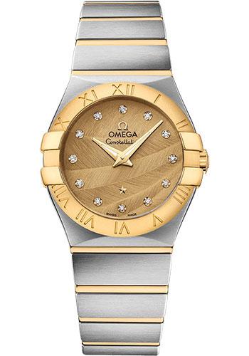 Omega Constellation Quartz Watch - 27 mm Steel And Yellow Gold Case - Sandy Champagne Dial - 123.20.27.60.58.003 - Luxury Time NYC