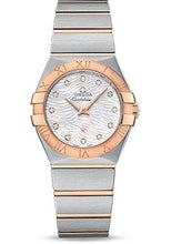 Load image into Gallery viewer, Omega Constellation Quartz Watch - 27 mm Steel Case - 18K Red Gold Bezel - Mother-Of-Pearl Diamond Dial - 123.20.27.60.55.007 - Luxury Time NYC