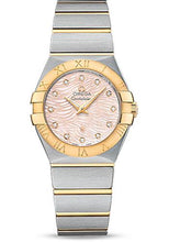 Load image into Gallery viewer, Omega Constellation Quartz Watch - 27 mm Steel Case - 18K Yellow Gold Bezel - Pink Mother-Of-Pearl Diamond Dial - 123.20.27.60.57.005 - Luxury Time NYC