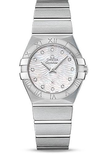 Omega Constellation Quartz Watch - 27 mm Steel Case - Mother-Of-Pearl Diamond Dial - 123.10.27.60.55.004 - Luxury Time NYC