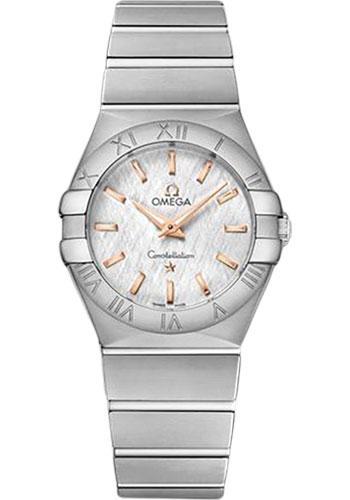 Omega Constellation Quartz Watch - 27 mm Steel Case - White -Silvery Dial - 123.10.27.60.02.004 - Luxury Time NYC