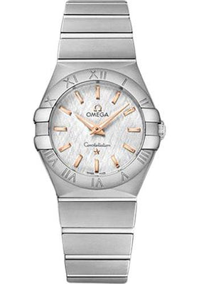 Omega Constellation Quartz Watch - 27 mm Steel Case - White -Silvery Dial - 123.10.27.60.02.004 - Luxury Time NYC