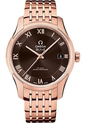 Omega De Ville Hour Vision Co-Axial Master Chronometer Watch - 41 mm Sedna Gold Case - Two-Zone Brown Dial - 433.50.41.21.13.001 - Luxury Time NYC