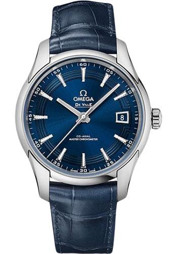 Omega De Ville Hour Vision Co-Axial Master Chronometer Watch - 41 mm Steel Case - Blue Dial - Unique Leather Strap - 433.33.41.21.03.001 - Luxury Time NYC