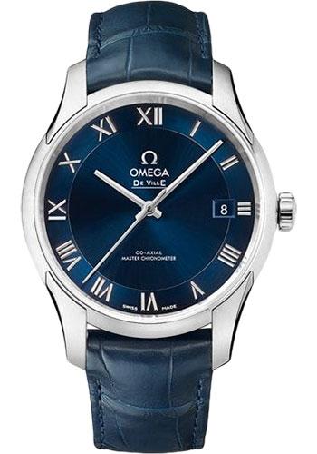 Omega De Ville Hour Vision Co-Axial Master Chronometer Watch - 41 mm Steel Case - Two-Zone Blue Dial - Blue Leather Strap - 433.13.41.21.03.001 - Luxury Time NYC