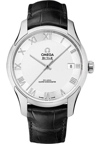 Omega De Ville Hour Vision Co-Axial Master Chronometer Watch - 41 mm Steel Case - Two-Zone -Silver Dial - Black Leather Strap - 433.13.41.21.02.001 - Luxury Time NYC