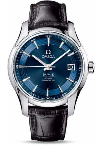 Omega De Ville Hour Vision Watch - 41 mm Steel Case - Blue Dial - Black Leather Strap - 431.33.41.21.03.001 - Luxury Time NYC