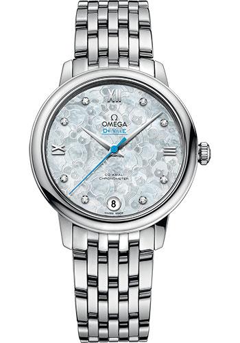 Omega De Ville Prestige Co-Axial Orbis Watch - 32.7 mm Steel Case - Mother-Of-Pearl Dial - 424.10.33.20.55.004 - Luxury Time NYC