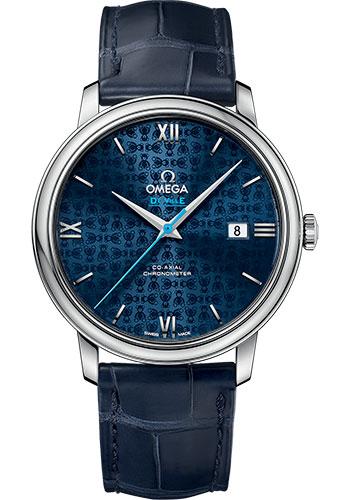 Omega De Ville Prestige Co-Axial Orbis Watch - 39.5 mm Steel Case - Blue Dial - Blue Leather Strap - 424.13.40.20.03.003 - Luxury Time NYC