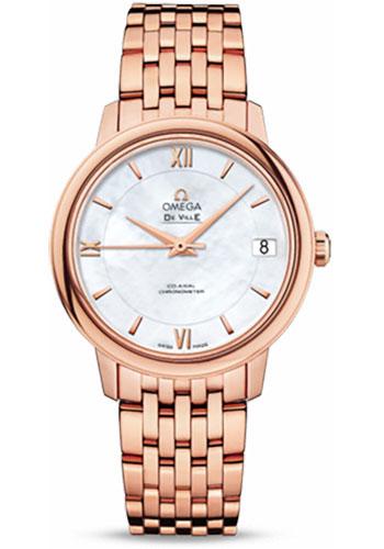 Omega De Ville Prestige Co-Axial Watch - 32.7 mm Red Gold Case - Mother-Of-Pearl Dial - 424.50.33.20.05.002 - Luxury Time NYC