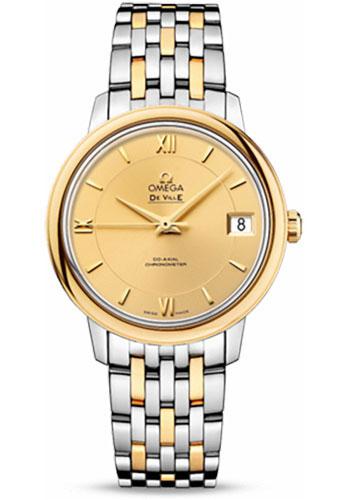 Omega De Ville Prestige Co-Axial Watch - 32.7 mm Steel And Yellow Gold Case - Champagne Dial - 424.20.33.20.08.001 - Luxury Time NYC