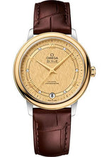 Load image into Gallery viewer, Omega De Ville Prestige Co-Axial Watch - 32.7 mm Steel And Yellow Gold Case - Champagne Dial - Brown Leather Strap - 424.23.33.20.58.001 - Luxury Time NYC