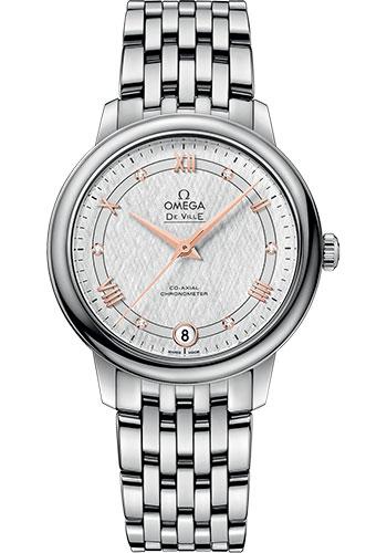 Omega De Ville Prestige Co-Axial Watch - 32.7 mm Steel Case - White Silvery Dial - 424.10.33.20.52.001 - Luxury Time NYC