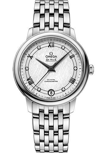 Omega De Ville Prestige Co-Axial Watch - 32.7 mm Steel Case - White Silvery Dial - 424.10.33.20.52.002 - Luxury Time NYC