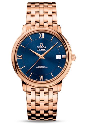 Omega De Ville Prestige Co-Axial Watch - 36.8 mm Red Gold Case - Blue Dial - 424.50.37.20.03.002 - Luxury Time NYC