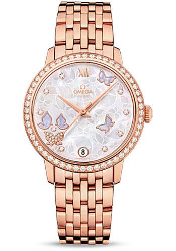 Omega De Ville Prestige Co-Axial Watch - 36.8 mm Red Gold Case - Diamond Bezel - Mother-Of-Pearl Diamond Dial - 424.55.33.20.55.004 - Luxury Time NYC