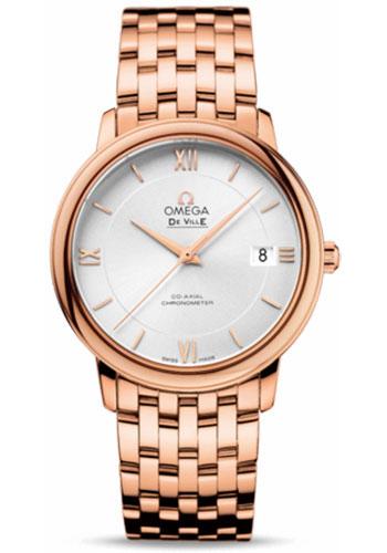 Omega De Ville Prestige Co-Axial Watch - 36.8 mm Red Gold Case - Silver Dial - 424.50.37.20.02.001 - Luxury Time NYC