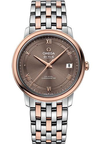 Omega De Ville Prestige Co-Axial Watch - 36.8 mm Steel And Red Gold Case - Chestnut Dial - 424.20.37.20.13.001 - Luxury Time NYC