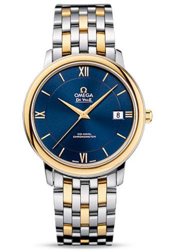 Omega De Ville Prestige Co-Axial Watch - 36.8 mm Steel And Yellow Gold Case - Blue Dial - 424.20.37.20.03.001 - Luxury Time NYC