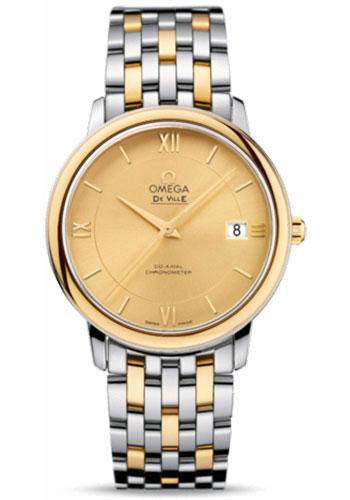 Omega De Ville Prestige Co-Axial Watch - 36.8 mm Steel And Yellow Gold Case - Champagne Dial - 424.20.37.20.08.001 - Luxury Time NYC