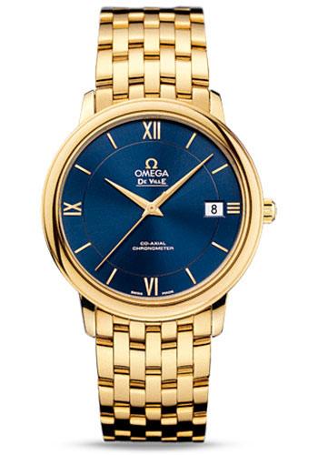 Omega De Ville Prestige Co-Axial Watch - 36.8 mm Yellow Gold Case - Blue Dial - 424.50.37.20.03.001 - Luxury Time NYC