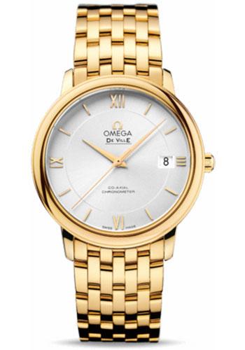 Omega De Ville Prestige Co-Axial Watch - 36.8 mm Yellow Gold Case - Silver Dial - 424.50.37.20.02.002 - Luxury Time NYC