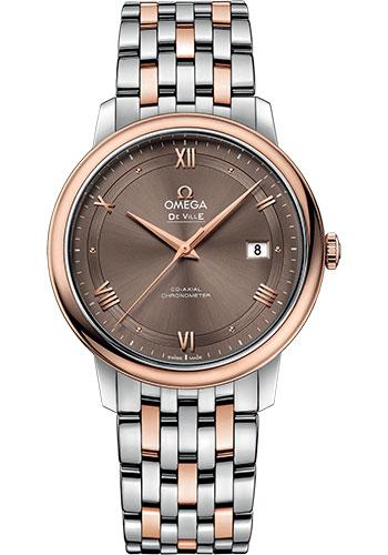 Omega De Ville Prestige Co-Axial Watch - 39.5 mm Steel And Red Gold Case - Chestnut Dial - 424.20.40.20.13.001 - Luxury Time NYC