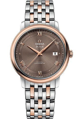 Omega De Ville Prestige Co-Axial Watch - 39.5 mm Steel And Red Gold Case - Chestnut Dial - 424.20.40.20.13.001 - Luxury Time NYC