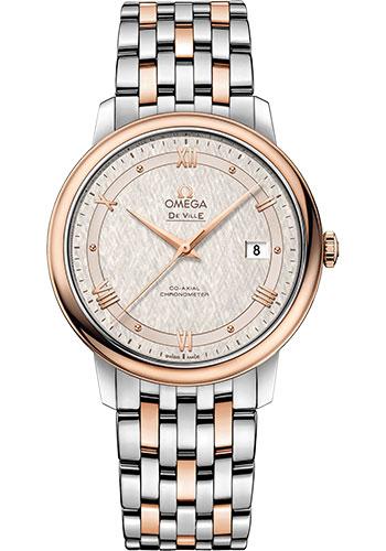 Omega De Ville Prestige Co-Axial Watch - 39.5 mm Steel And Red Gold Case - Ivory Silvery Dial - 424.20.40.20.02.003 - Luxury Time NYC