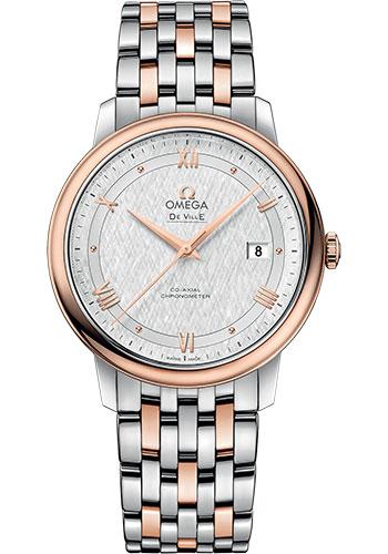 Omega De Ville Prestige Co-Axial Watch - 39.5 mm Steel And Red Gold Case - White Silvery Dial - 424.20.40.20.02.002 - Luxury Time NYC