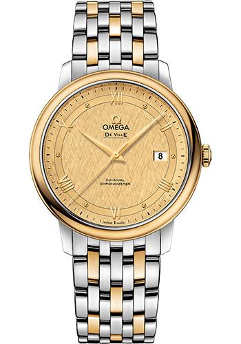 Omega De Ville Prestige Co-Axial Watch - 39.5 mm Steel And Yellow Gold Case - Champagne Dial - 424.20.40.20.08.001 - Luxury Time NYC