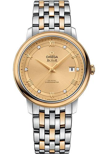 Omega De Ville Prestige Co-Axial Watch - 39.5 mm Steel And Yellow Gold Case - Champagne Dial - 424.20.40.20.58.001 - Luxury Time NYC